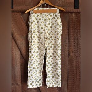 Billabong Women’s Linen Pants - Size Medium - Off White with Green Floral Print